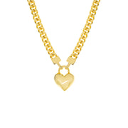 curb chain necklace with heart pendant
