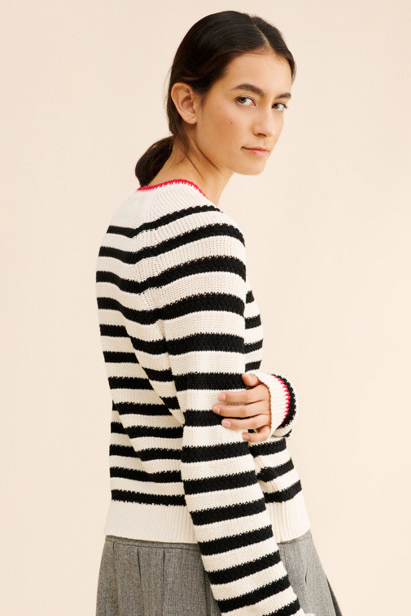 marina striped textured pullover