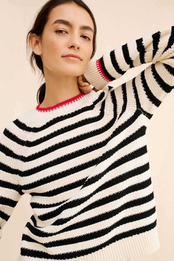 marina striped textured pullover