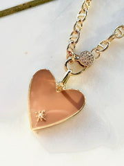 anchor link necklace with heart charm