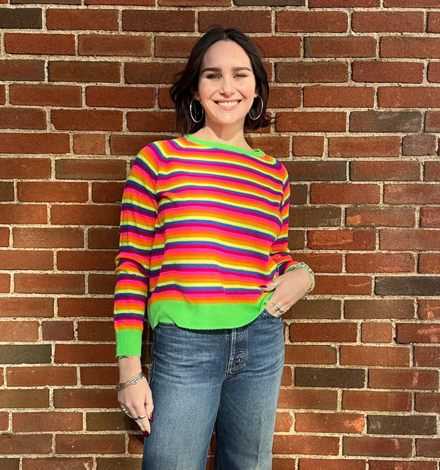 smiley crew rainbow cashmere stripe