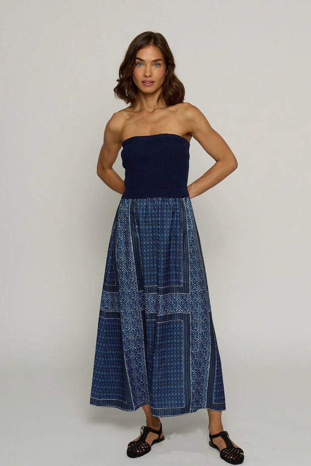 tube dress with woven skirt