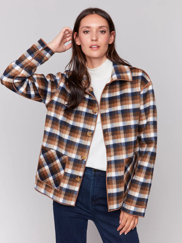 plaid reversable short jacket