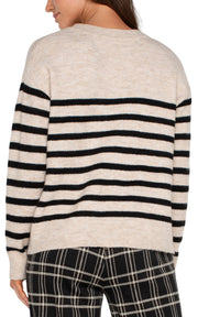 crew neck drop shoulder striped sweater