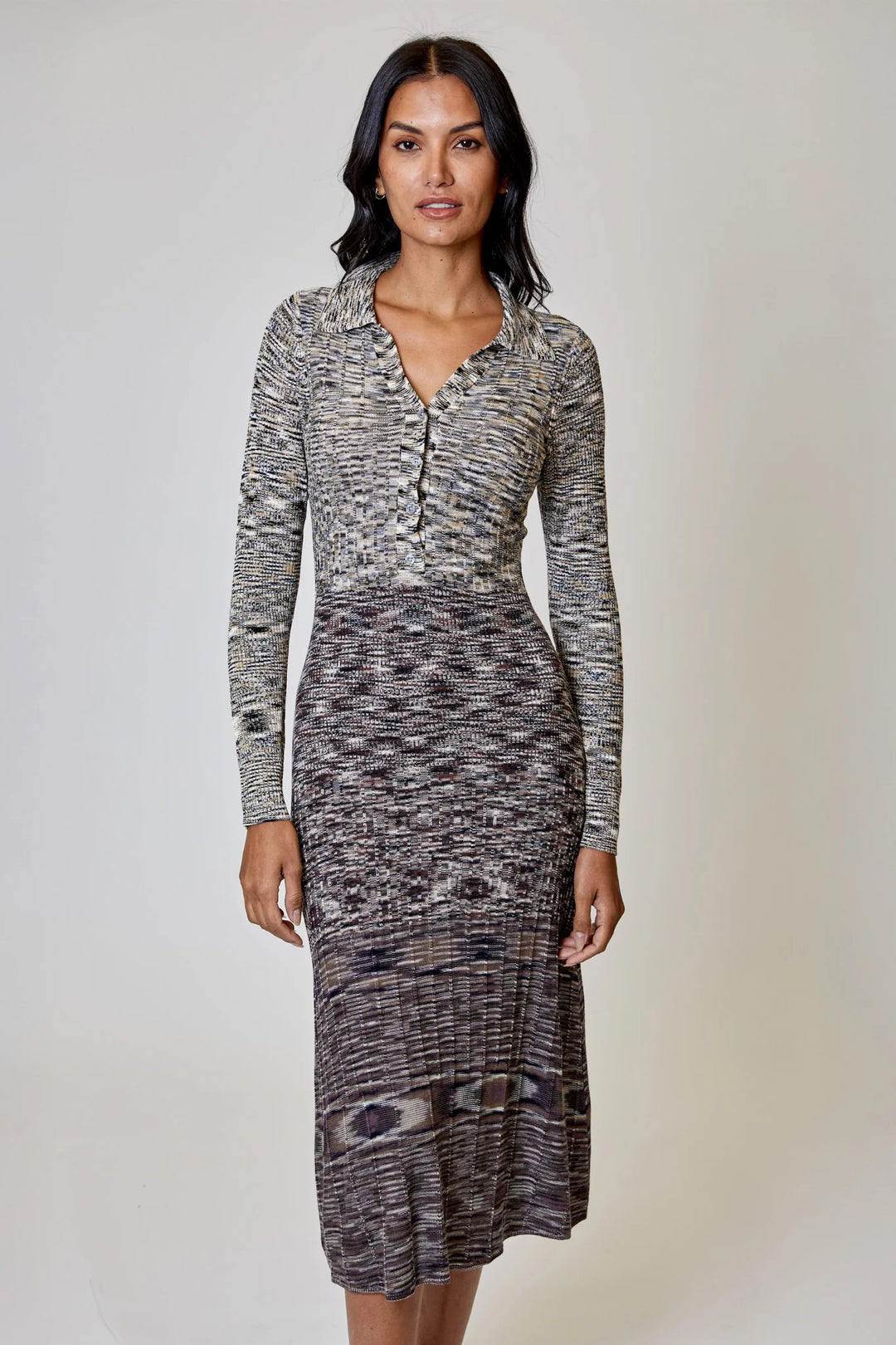 knee length dresses for ladies Polka Dot Keyhole Midi Dress in Blue main image 1