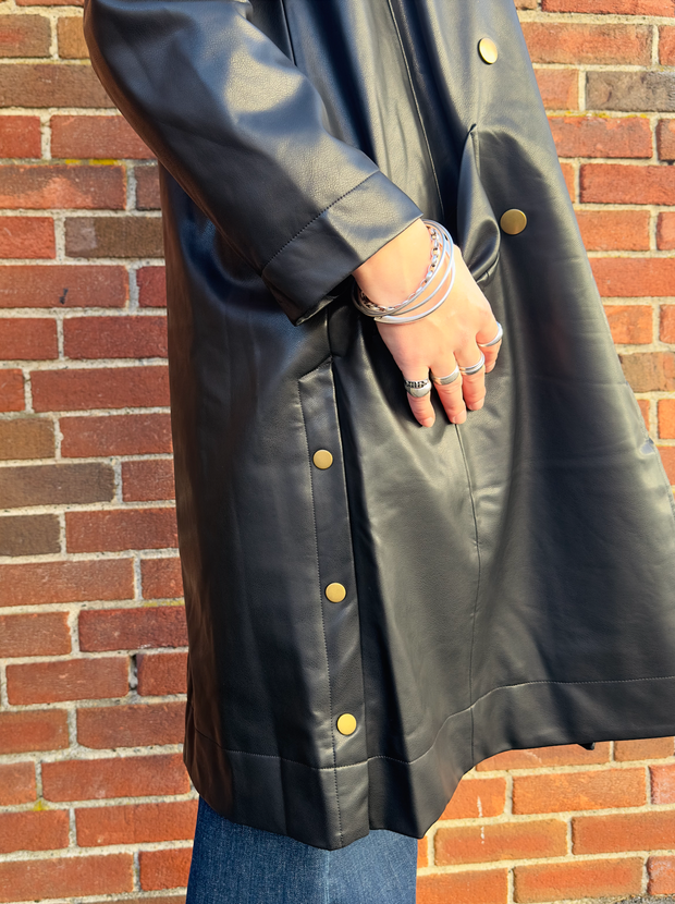 faux leather trench coat