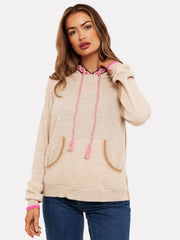 georgie geo trim cashmere hoodie