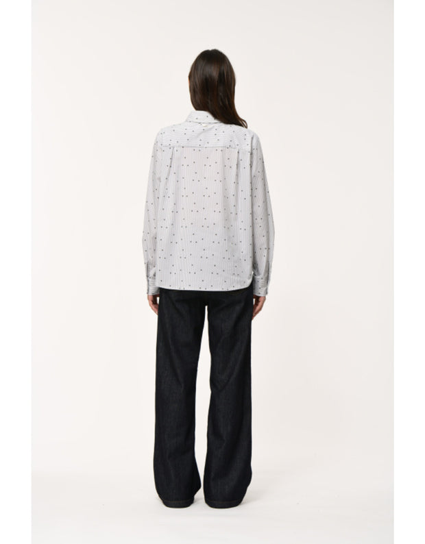 keo polka dot button down