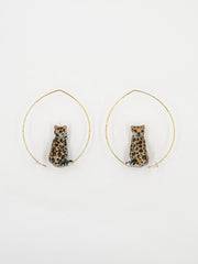 sitting leopard hoop earrings