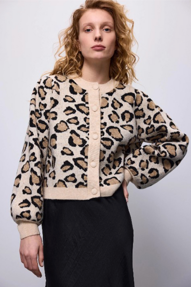 leopard jacquard cardigan