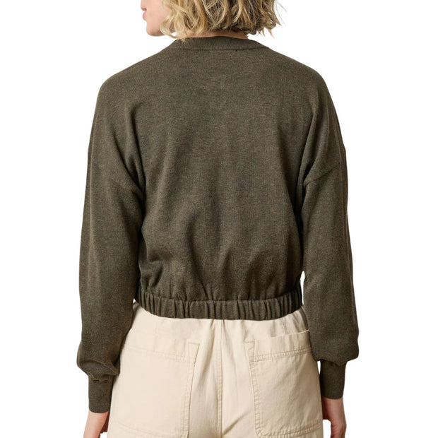 elastic waist henley sweater