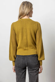 pointelle crewneck sweater