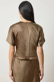 satin dolman short sleeve top