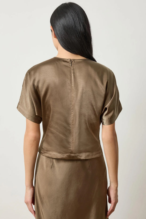 satin dolman short sleeve top