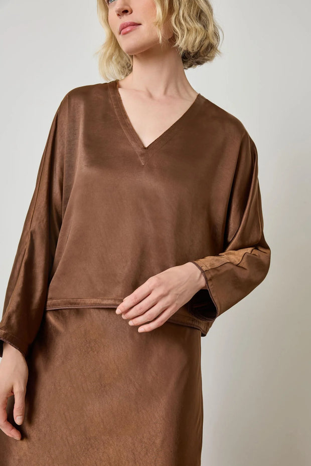 satin v-neck dolman top