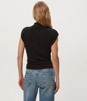 amara mock neck power shoulder top