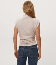 amara mock neck power shoulder top