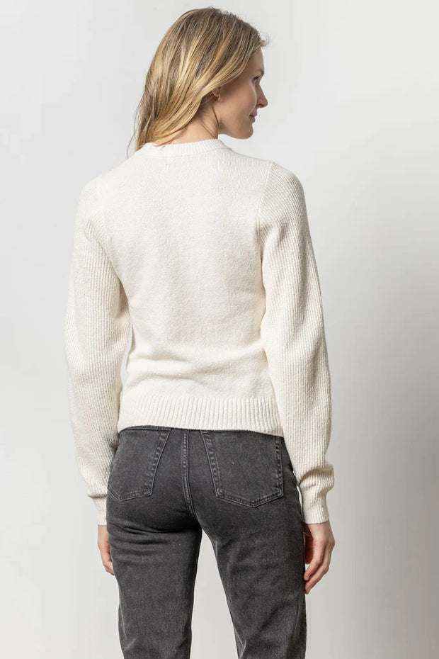 rib sleeve crewneck sweater