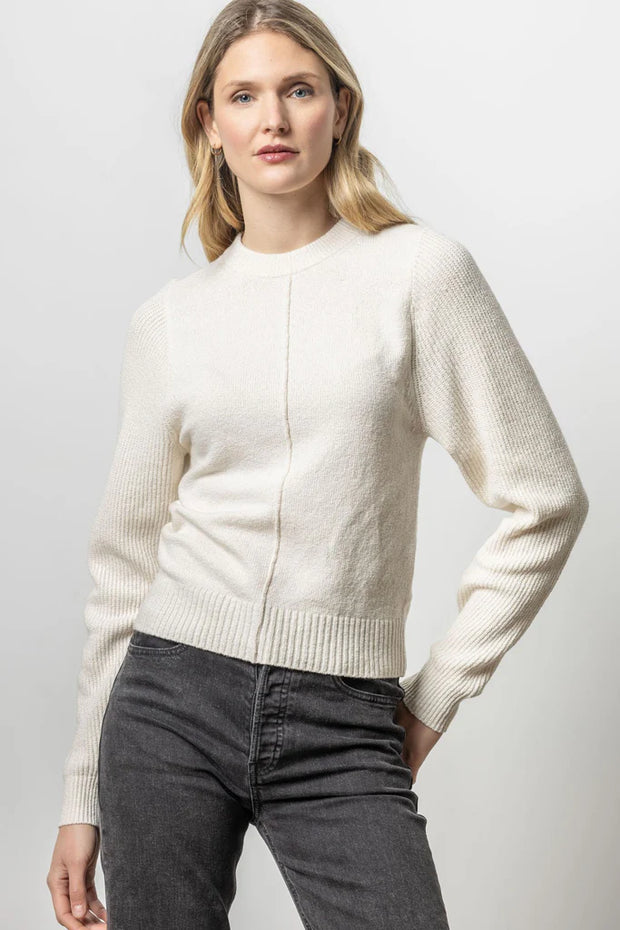 rib sleeve crewneck sweater