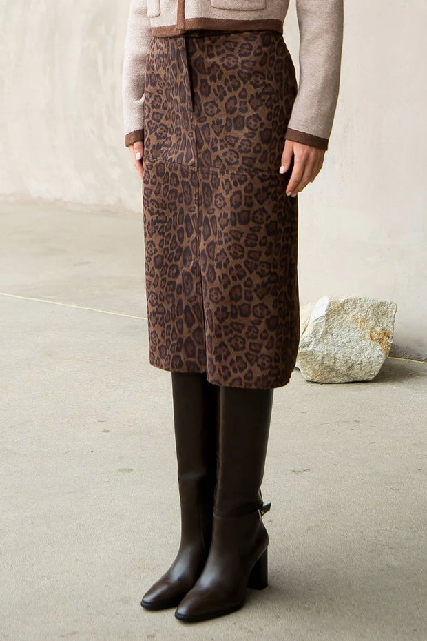 cheetah suede skirt