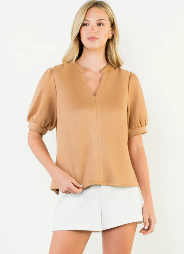 short sleeve suede top
