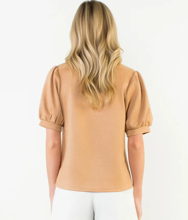 short sleeve suede top
