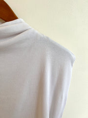 amara mock neck power shoulder top