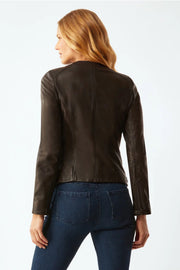 waxed leather zip jacket