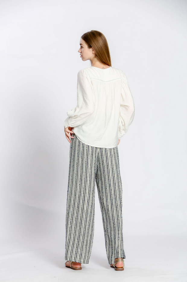 White Belted Drop Crotch Trousers
