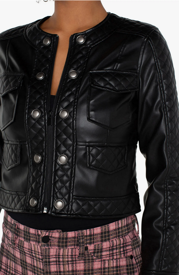 quilted faux leather jacket